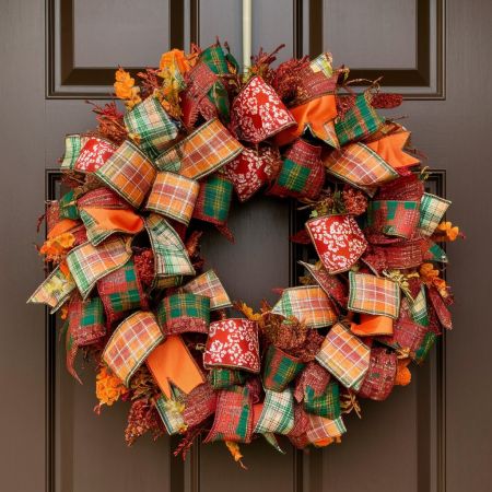 Fall/Autumn Season Ribbon Wreath